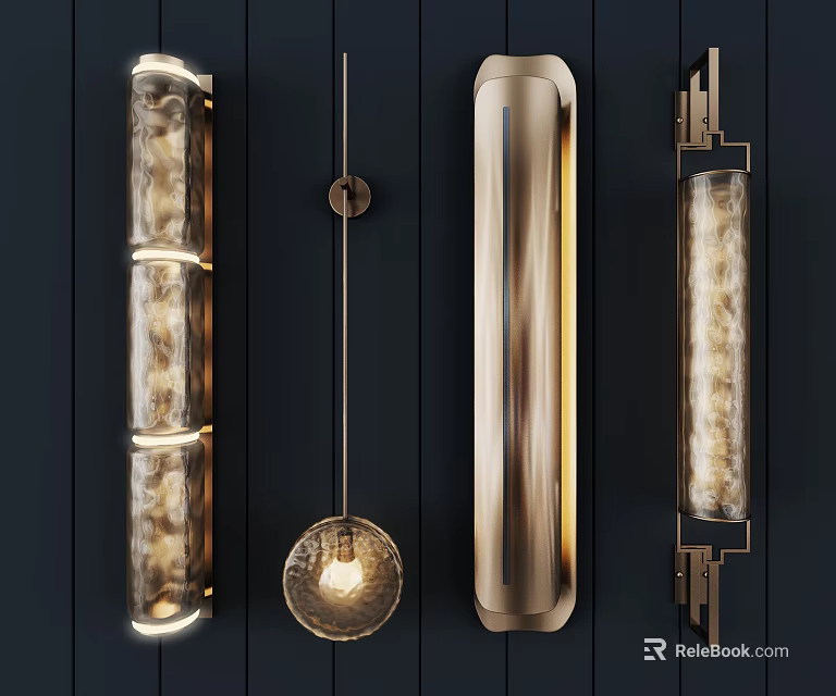Creative Inflatable Lighting Fixtures With Gold Accents Transparent Covers And Cloud Patterns 3d model 