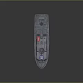 Gray Red Water Transport Model Boat With Cockpit Antenna And Deck Features