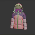Hooded Blue and White Padded Down Jacket for Winter Warmth and Fashionable Look
