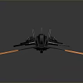 Futuristic Sci Fi Spaceship Model With Black Orange Sleek Design And Detailed Structure