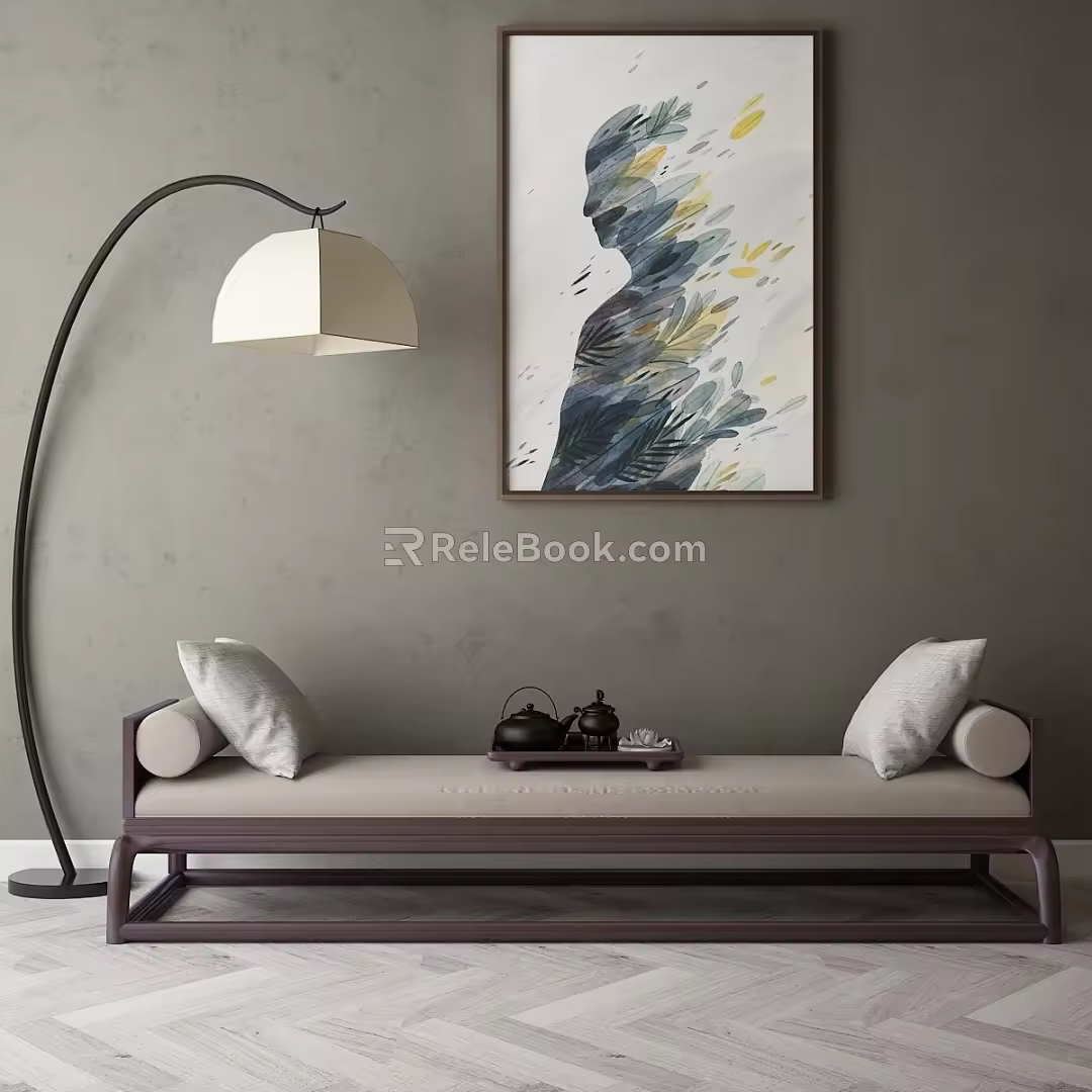 New Chinese-style bedside combination 3d model