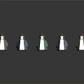 Medical Devices Colorful Small Bottles With Gold Caps Arranged On Gray Background