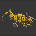 Mechanical Block Structured Game Movie Character With Yellow Red Parts And Dinosaur Form