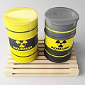 Industrial Biohazard Containment Drums Yellow And Gray On Wooden Pallet