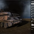 Military Tank With Radar System Firing Cannons Ejecting Flames On Desert Terrain