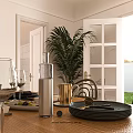 Modern Living Dining Room Interior With Brown Sofa Dining Table And Pendant Light
