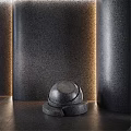 Gray Speckled Texture Cylindrical Components With Semi Circular Spherical Shapes And Light Effects