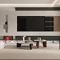 Modern Living Room Interior Design With TV Stand Coffee Table Sofa And Decorative Vase