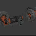 Industrial Heavy Machinery With Large Rotary Drums Orange Components Gray Frames And Control Panels