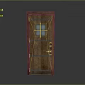 Traditional Wooden Front Door Featuring Glass Panels and Classic Design Details