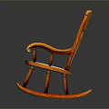 Classic Wooden Rocking Chair with Carved Backrest and Patterned Seat Design