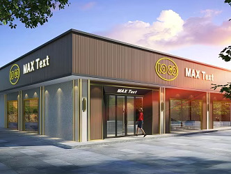 Modern commercial street shop door shop sign facade 3d model