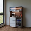 Modern Sleek Sideboard With Wooden White Finish Glass Doors Coffee Machine And Drink Storage Drawers