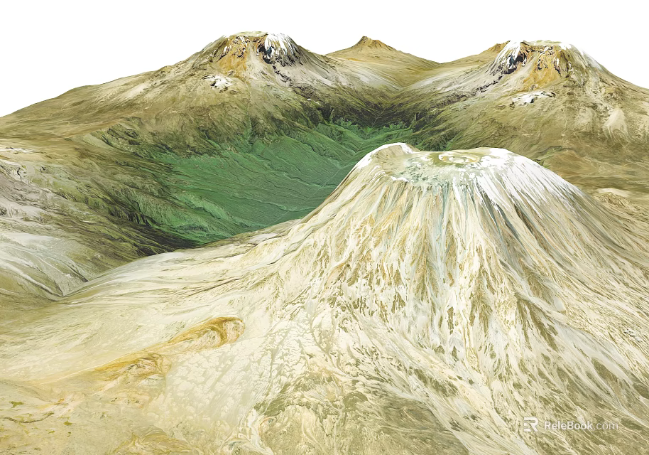 Garden Landscape Featuring Majestic Snow Capped Mountains And Lush Green Valley Terrain 3d model 