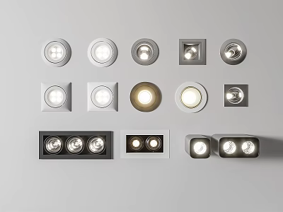Modern LED Downlights and Spotlights with Various Ceiling Design Styles 3d model