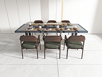 Chinese Dining Table and Chair Combination 3d model