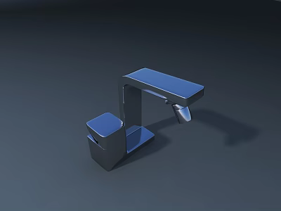 Modern Stainless Steel Faucet with Sleek Design and Square Base Structure 3d model