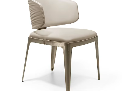 Modern Upholstered Dining Chair With Curved Back And Sleek Metal Legs 3d model