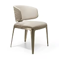 Modern Upholstered Dining Chair With Curved Back And Sleek Metal Legs