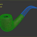 Vintage Rustic Brown Smoking Pipe With Dark Curved Stem And Aged Surface