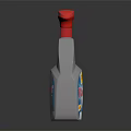 Blender Cleaning Spray With Red Nozzle White Body Blue Yellow Label On Dark Indoor Table