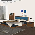 Middle Style Double Bed 3d model