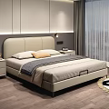 Modern Double Bed With Upholstered Headboard Gray White Wall Nightstands And Rug