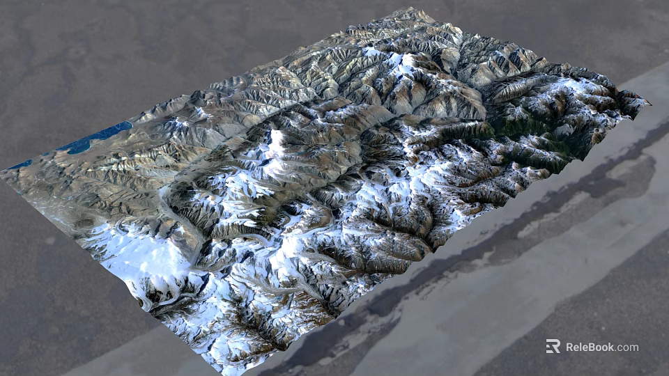 Snowy Mountain Garden Landscape with Detailed Terrain Model and Natural Scenery 3d model 
