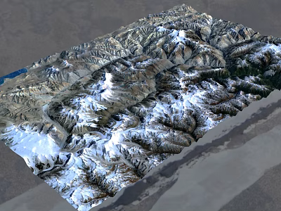 Snowy Mountain Garden Landscape with Detailed Terrain Model and Natural Scenery 3d model