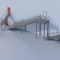 Modern Architectural Structure Featuring Staircase Ramp Metal Handrail Red Doors And Platform 3d model
