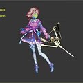 Game Anime Character With White Hair Pink Streaks And Blue White Outfit Holding Mechanical Longsword