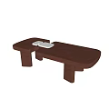 Modern Walnut Wood Coffee Table With Sectional Structure And White Tray Top 3d model