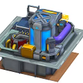 Modern Industrial Equipment Processing Unit With Cylindrical Tanks Pipes And Control Panels 3d model
