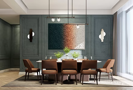 Modern Dining Table and Chair Combination 3d model