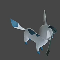 Stylish Blue White Game Character With Large Ears And Tail Design