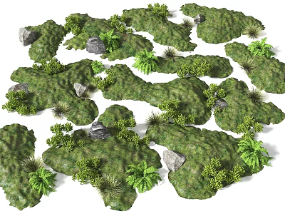 Micro Landforms Featuring Lush Vegetation Stones And Varied Natural Shapes 3d model