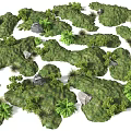 Micro Landforms Featuring Lush Vegetation Stones And Varied Natural Shapes