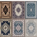 Square Rugs Featuring Various Traditional and Modern Patterns for Home Decor 3d model