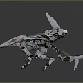 Mechanical Creature Character with Multiple Wings Mechanical Legs White Body Blue And Orange Details