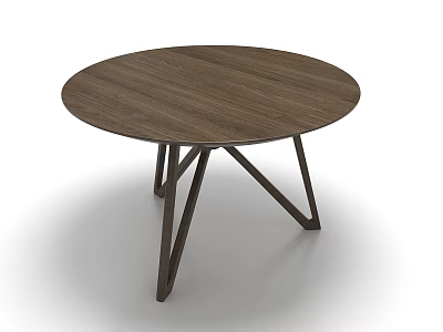 Round Wooden Table With Smooth Top And Geometric Metal Legs In Modern Design 3d model