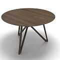 Round Wooden Table With Smooth Top And Geometric Metal Legs In Modern Design