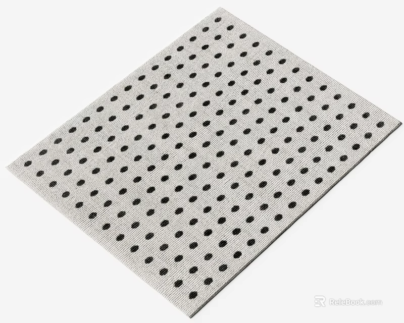 Square Carpet Featuring Gray Base and Black Polka Dots for Modern Home Decor 3d model