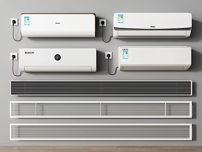 Various Air Conditioner Fans Featuring Modern Wall Mounted Design And Different Styles 3d model
