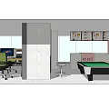 Modern Public Office Space With Desks Lounge Area Pool Table And Plants