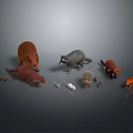 Detailed Small Wild Animal Character Models With Beaver Raccoon Fox And Hedgehog