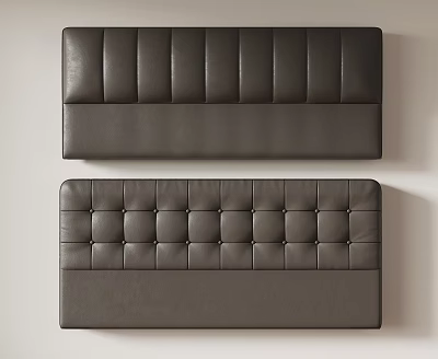 Two Dark Leather Headboards With Vertical Stitched And Square Tufted Design 3d model