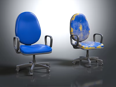 Modern Blue Office Chairs With Patterned Design Armrests And Wheeled Base 3d model
