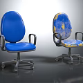 Modern Blue Office Chairs With Patterned Design Armrests And Wheeled Base 3d model