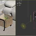 Wicker Side Table With Wheels Holding Books And Potted Plant Beside Sofa