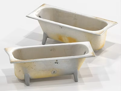 Two Rustic Vintage Cast Iron Bathtubs With Metal Feet Design 3d model